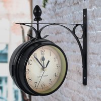 Odipie - niemals verwendet] Doppelseitige Wanduhr, europäische Retro-Gartenuhr mit doppelter Glasoberfläche, Vintage-Hängedekoruhr mit Ständer, für von ODIPIE