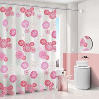 Niemals verwendet] Duschvorhang - 180 x 200 cm - Rosa Blumenmuster von ODIPIE