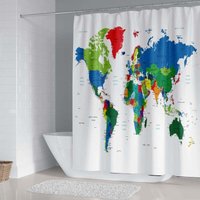 Niemals verwendet] Duschvorhang Weltkarte 180x200, Geographie Länder Hauptstädte Bunter Duschvorhang Kinder Visueller wasserdichter Badvorhang von ODIPIE