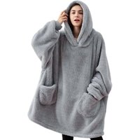 Odipie - niemals verwendet] Erwachsene Plaid Kapuzen-Sweatshirt Fleece Plaid mit Ärmel Damen Herren Kapuzendecke mit Ärmel Tragbare Taschen, Plaid von ODIPIE