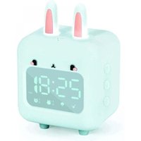 Odipie - niemals verwendet] Grüner digitaler Wecker für Kinder, Kaninchen mit Nachtlicht, Timer und Schlummerfunktion, wiederaufladbarer von ODIPIE