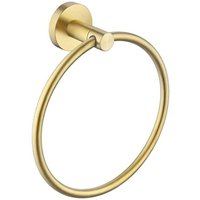 Odipie - niemals verwendet] Handtuchring aus gebürstetem Gold (Durchmesser 16 cm), moderner Handtuchhalter aus Edelstahl zur Wandmontage von ODIPIE