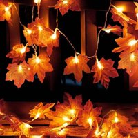 Niemals verwendet] Herbstgirlande, 3 m, 20 LEDs, Ahornblatt-Lichterkette, Herbstdekoration, batteriebetriebene Lichterkette, geeignet für Weihnachts von ODIPIE