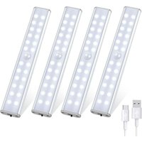 Niemals verwendet] LED-Lampe mit Bewegungsmelder für den Innenbereich, 4 Stück 96 LED-Schranklampe, 4 Beleuchtungsmodi, kabellose wiederaufladbare von ODIPIE