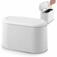 Niemals verwendet] Mülleimer mit Druckdeckel, Mülleimer, Push-Mülleimer, Tisch, weißer Abfalleimer, Mini-Papierkorb für die Arbeitsplatte, kleiner von ODIPIE