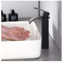 Odipie - niemals verwendet] Schwarzer Wasserfall-Waschtischhahn mit hohem WasserfallSchwarzer hoher Wasserfall-Waschtischmischer Schwarze von ODIPIE