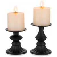 Niemals verwendet] Set mit 2 Stumpenkerzenhaltern – mattschwarzer Vintage-Kerzenhalter für Esszimmer, Couchtisch, Wohnzimmer, Halloween, von ODIPIE