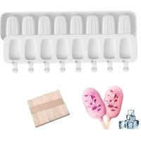 Odipie - niemals verwendet] Silikon-Eisformen, Magnum-Kuchenform, 2 Stück + 50 Stück Eisstäbchen, selbstgemachtes Eis am Stiel, Bpa-freie, von ODIPIE