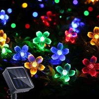 Niemals verwendet] Solar-Lichterkette mit Kirschblüten-Lichterkette, 7 m, 50 LEDs, 8 Modi, für Garten, Weihnachten, Terrasse, Innendekoration, von ODIPIE