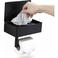 Niemals verwendet] Toilettenpapierhalter mit Feuchttücherbox Edelstahl Klopapierhalter Wandhalterung Rollenhalter für wc Badezimmer Küche Schwarz von ODIPIE
