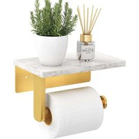 Odipie - niemals verwendet] Toilettenpapierhalter mit Marmor Ablage Klopapierhalter Wandmontage Edelstahl Taschentuchspender für Badezimmer Küche Gold von ODIPIE