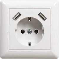 Odipie - niemals verwendet] Unterputz-USB-Steckdose mit USB-Buchse (max. System 55). Schutzkontakt-Wandsteckdose für MP3-Smartphone, weiß glänzend, von ODIPIE