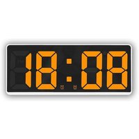 Niemals verwendet] Weiß + Orange-Quarz Wecker led Uhr Große Display Digital Uhr Nachttisch für Schlafzimmer, von ODIPIE