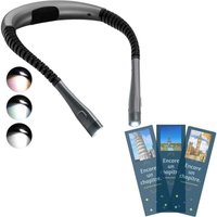 Niemals verwendet] Wiederaufladbare Nackenleselampe, Lampe zum Lesen im Bett, 3 Farben, 6 Helligkeitsstufen, klappbare Arme, lange Lebensdauer, von ODIPIE