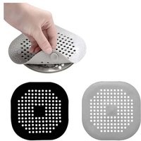 Packung Silikon-Abflussschutz (Grau und Schwarz), Abflusssieb mit Saugnapf für Haartrockner, Duschabfluss, Küche, Badezimmer, Waschküche (13,813,8 cm) von ODIPIE