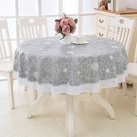 Runde Wachstuchtischdecke aus PVC mit Blumen- und Spitzenmuster, wasserdicht, schmutzabweisend, runde Tischdecke, Esstischdecke aus Wachstuch, für von ODIPIE