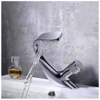 Odipie - Schwarzer Waschtischhahn - Badezimmer-Mischbatterie - Massiver Waschtisch-Wasserfallhahn - Hochwertige Wasserhähne (Schwarz) b von ODIPIE