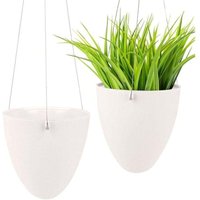 Odipie - Set mit 2 hängenden Blumentöpfen aus Kunststoff, hängende Blumentopf-Wanddekoration für Garten, drinnen, draußen, Balkon (2er-Set) von ODIPIE