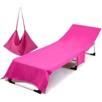 Strandstuhlbezug aus Mikrofaser, Strandtuch mit Aufbewahrungstaschen, faltbarer, leichter Bezug für Sonnenliegen zum Sonnenbaden, Garten (Pink) von ODIPIE