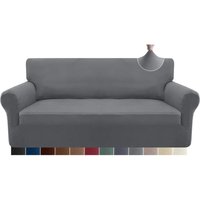 Stretch-Sofabezug für 3-Sitzer, superweiches Spandex für Hunde, Haustier-Couchbezug, Möbelschutz mit elastischer Unterseite (3-Sitzer, hellgrau) von OCXIN