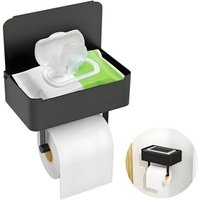Toilettenpapierhalter mit Feuchttücherbox, Gypie Toilettenpapierhalter Ohne Bohren, Klopapierhalter Schwarz, 304 Edelstahl Klorollenhalter, Wc Papier von ODIPIE