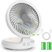 Odipie - USB-Tischventilator, wiederaufladbarer tragbarer leiser Tischventilator mit Nachtlicht, faltbarer persönlicher Kühlventilator mit 4 von ODIPIE