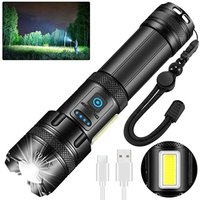 Ultrastarke LED-Taschenlampe – 1000000 Lumen, wiederaufladbare Taschenlampe, IPX7 wasserdicht, 7 Beleuchtungsmodi mit COB-Licht für Camping, Wandern von ODIPIE