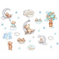 Wandaufkleber für Kinder, schlafender Bär, Wandtattoo, Ballon, Tiere, Mond, Sterne, Wanddekoration für Kinderzimmer, Babyzimmer, Wohnzimmer Wandaufkleber für Kinder, schlafender Bär, Wandtattoo, Ballon, Tiere, Mond, Sterne, Wanddekoration für Kinderzimmer, Babyzimmer, Wohnzimmer von ODIPIE