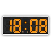 Weiß + Orange-Quarz Wecker LED Uhr Große Display Digital Uhr Nachttisch für Schlafzimmer, von ODIPIE