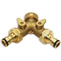 Odipie - Y-Verteiler 3/4 Zoll Messing Wasserverteiler, 2-Wege-Wasseranschlussverteiler IBC-Tankzubehör, IBC-Wassertonnen-Auslasshahn für zwei von ODIPIE