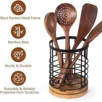 Odipie - iDesign Aufbewahrungsbox für Küchenutensilien auf der Arbeitsplatte, runder Besteckkasten aus Metall, Besteckkasten, mattschwarz von ODIPIE