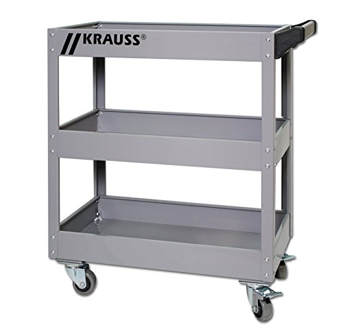 KRAUSS TOOLS Werkstattwagen, Werkzeugwagen, Montagewagen, Servicewagen KR-900GR - Grau, Stahlblech, 4 Vollgummireifen, 200 kg Tragfähigkeit, 720 x 390 x 835 mm (BxTxH) von ODIPPO