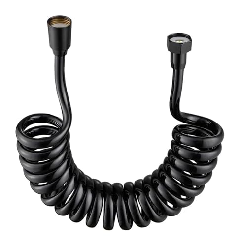 ODJDNLKLWN Schlauch 1,5/2/3/5M Feder Flexibler Einziehbarer Schlauch for Duschkopf Toilette Bidet Rohr Sanitär Badezimmer Spirale Gartenschlauch(Black,1.5M) von ODJDNLKLWN