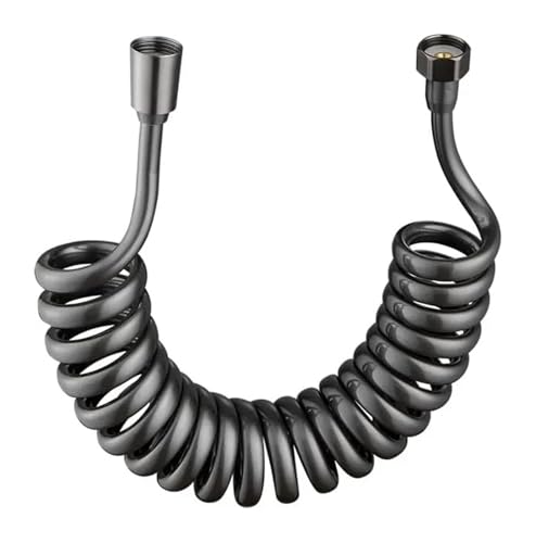 ODJDNLKLWN Schlauch 1,5/2/3/5M Feder Flexibler Einziehbarer Schlauch for Duschkopf Toilette Bidet Rohr Sanitär Badezimmer Spirale Gartenschlauch(Dark Grey,3M) von ODJDNLKLWN