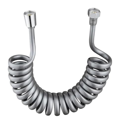 ODJDNLKLWN Schlauch 1,5/2/3/5M Feder Flexibler Einziehbarer Schlauch for Duschkopf Toilette Bidet Rohr Sanitär Badezimmer Spirale Gartenschlauch(Grey,2M) von ODJDNLKLWN
