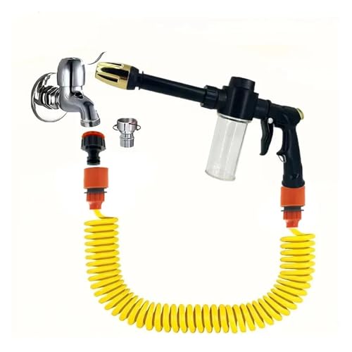 ODJDNLKLWN Schlauch 1 Set gelbe Hochdruck-Schaumpistole for Bewässerungswasserleitungen, verwendet for Garten- und Haustier-Badewerkzeuge Gartenschlauch(1/2''_7.5M) von ODJDNLKLWN