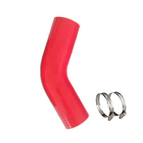 ODJDNLKLWN Schlauch 45-Grad-Automodifikation mit Silikonschlauch, hochohmiger Wasserleitung, Ansaug-Ladeluftkühler-Druckbeaufschlagung Gartenschlauch(Red,150MM_ID65MM) von ODJDNLKLWN