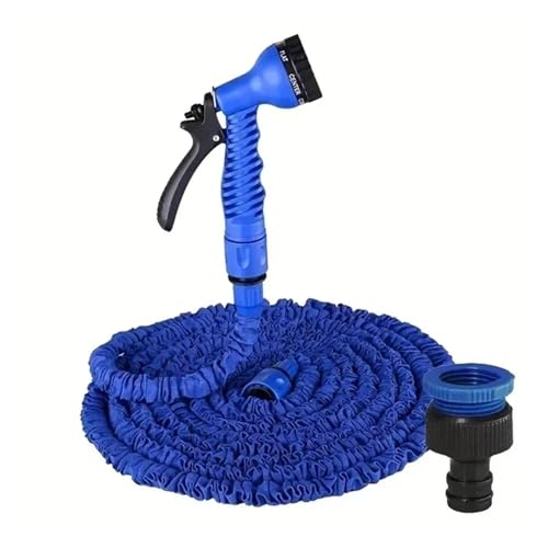 ODJDNLKLWN Schlauch Ausziehbarer Gartenschlauch, Hochdruck-Autowäsche mit 7 Sprühfunktionen, Hausbewässerungsschlauch for den Mehrfachgebrauch, Wasserpistole Gartenschlauch(Blue,175ft) von ODJDNLKLWN