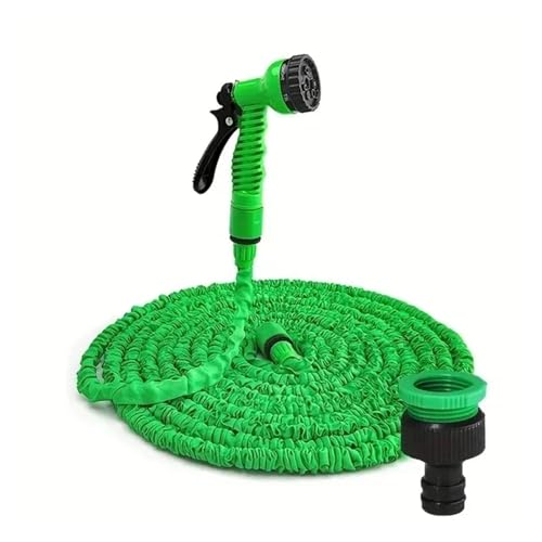 ODJDNLKLWN Schlauch Ausziehbarer Gartenschlauch, Hochdruck-Autowäsche mit 7 Sprühfunktionen, Hausbewässerungsschlauch for den Mehrfachgebrauch, Wasserpistole Gartenschlauch(Green,175ft) von ODJDNLKLWN