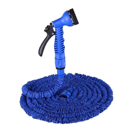 ODJDNLKLWN Schlauch Ausziehbarer Schlauch, leichtes Design, langlebige Materialien, 7 Wassersprühfunktionen, Pistole, Bewässerungswerkzeuge for den Hausgarten Gartenschlauch(Blue,100ft) von ODJDNLKLWN