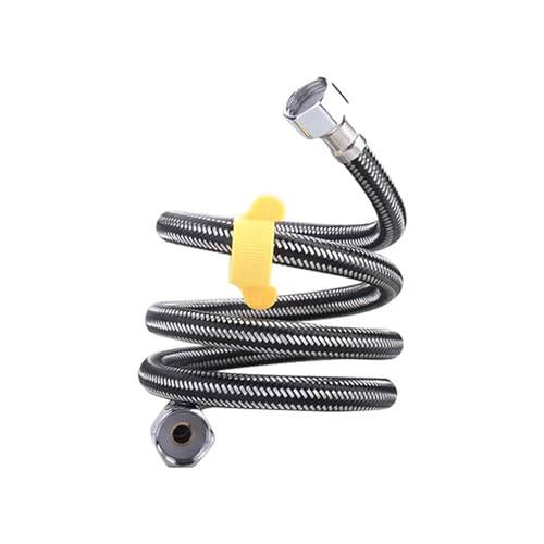 ODJDNLKLWN Schlauch Edelstahl Sanitär Anti-Explosion Flexible Geflochtene Schlauch Wasser Rohr for WC-Sitz Bidet Küche Bad Zubehör Gartenschlauch(Black,100cm) von ODJDNLKLWN