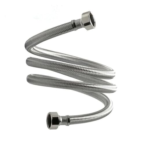 ODJDNLKLWN Schlauch Edelstahl Sanitär Anti-Explosion Flexible Geflochtene Schlauch Wasser Rohr for WC-Sitz Bidet Küche Bad Zubehör Gartenschlauch(Silver,200cm) von ODJDNLKLWN