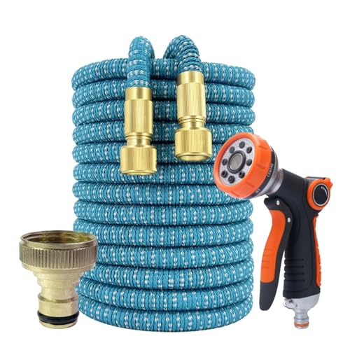 ODJDNLKLWN Schlauch Garten Wasser Rohr Flexible Schlauch Multifunktionale Einstellbare Pistole Auto Waschen Bewässerung Düse Gartenschlauch(100ft) von ODJDNLKLWN