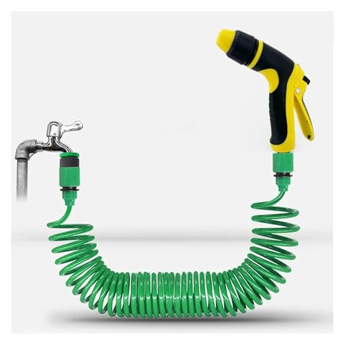 ODJDNLKLWN Schlauch Gartenbewässerung Wasserleitung Sprinklerkopf mit Multifunktionsdüse Schlauch Autoreinigung Feder Kunststoffwerkzeug Gartenschlauch(7.5M) von ODJDNLKLWN