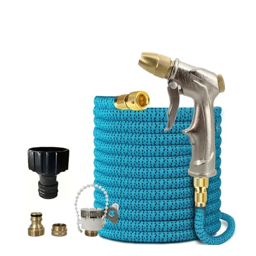 ODJDNLKLWN Schlauch Gartenbewässerungsschlauch Wasserleitung Hochdruck-Autowaschpistole Home Teleskopschaum-Set Werkzeug Gartenschlauch(1/2''_50FT) von ODJDNLKLWN