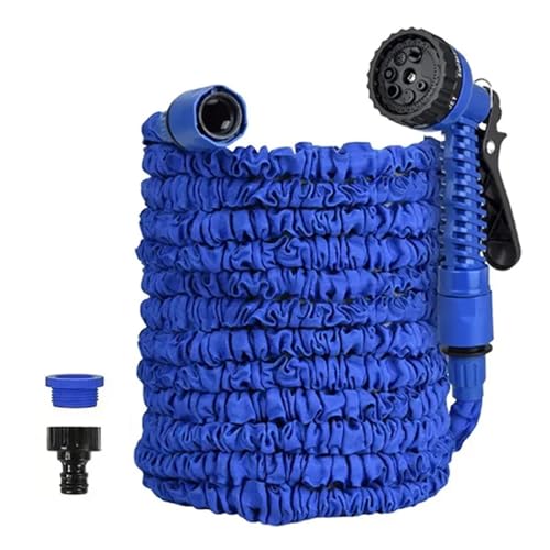ODJDNLKLWN Schlauch Gartenschlauch, erweiterbare Bewässerungswerkzeuge for den Hof, Multifunktions-Wasserleitungen, Hochdruck-Reinigungspistole for die Autowäsche Gartenschlauch(Blue,1/2''_25FT) von ODJDNLKLWN
