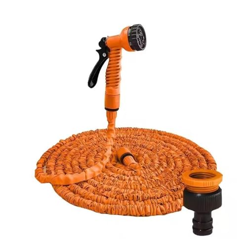 ODJDNLKLWN Schlauch Gartenschlauch, erweiterbare Bewässerungswerkzeuge for den Hof, Multifunktions-Wasserleitungen, Hochdruck-Reinigungspistole for die Autowäsche Gartenschlauch(Orange,1/2''_100FT) von ODJDNLKLWN