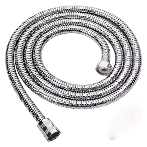ODJDNLKLWN Schlauch Schwarz 1,5 m/2 m/3 m G1/2 Zoll Flexible Dusche Schlauch Edelstahl Chrom Bad Wasser Kopf Verlängerung Rohr Gartenschlauch(Silver,300cm) von ODJDNLKLWN