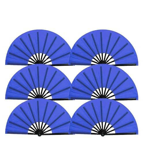 ODJDNLKLWN Ventilator 6 stücke Folding Fans Kunststoff Handheld Multi-farbe Sport Fans Leistung Hochzeit Party Zubehör Handventilator(Blue-6pcs) von ODJDNLKLWN