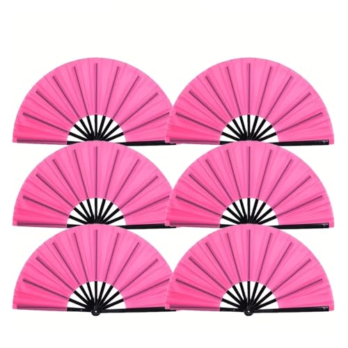 ODJDNLKLWN Ventilator 6 stücke Folding Fans Kunststoff Handheld Multi-farbe Sport Fans Leistung Hochzeit Party Zubehör Handventilator(Pink-6pcs) von ODJDNLKLWN